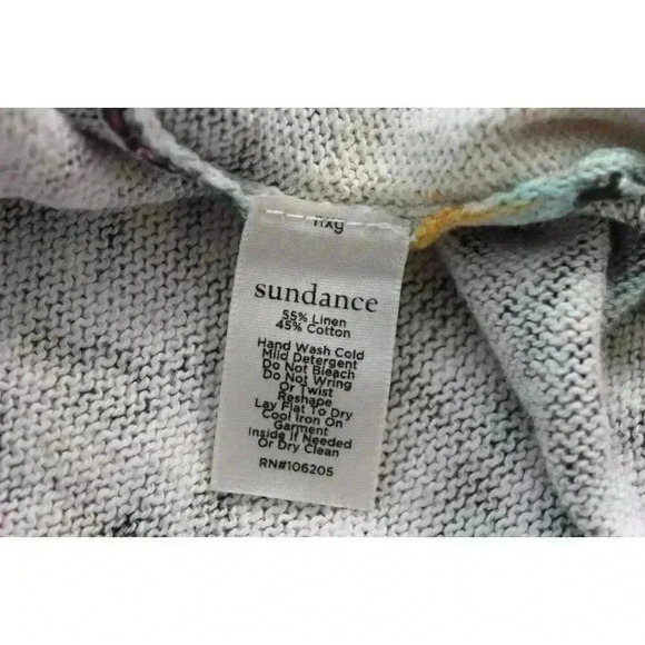 Sundance Cardigan Size Medium Multicolor Patchwork Paisley Linen Belted Artsy - Picture 12 of 12